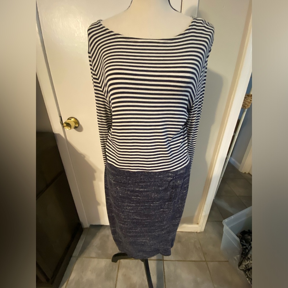 Anthropologie Dolan Striped Faux Wrap Long Sleeve Mini Dress Blue Women’s medium
